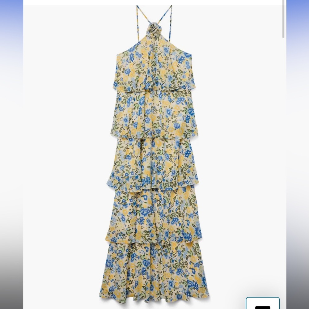Vero Moda Yellow and Blue Floral Maxi Dress